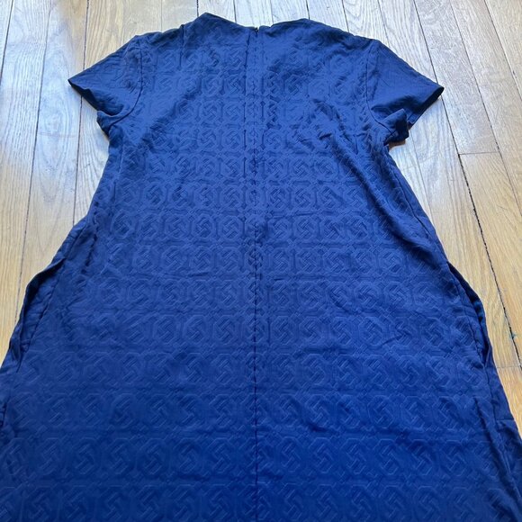J.McLaughlin Size XS Blue Knot Print Jacquard Short Sleeve Swing Dress - Picture 12 of 13